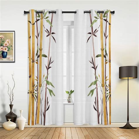 Bamboo Curtains Tall Bamboo Stems and Leaves Oriental Nature Wood ...