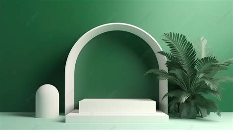 White Arch Against A Green Background 3d Render For Green Arch