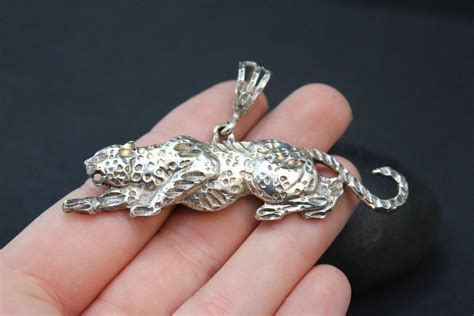 Sterling Silver Leopard Pendant, Leopard Jewelry, Sterling Leopard