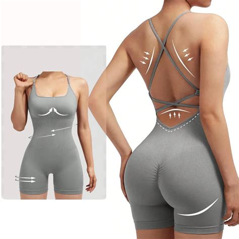 Kad N Criss Apraz Backless Cami Spor Romper Kolsuz Ko U Egzersiz Yoga