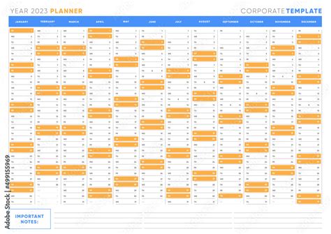 2023 yearly planner template. Vector corporate team work design ...