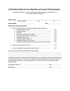 Tb Questionnaire Form Cdc Fill Online Printable Fillable Blank