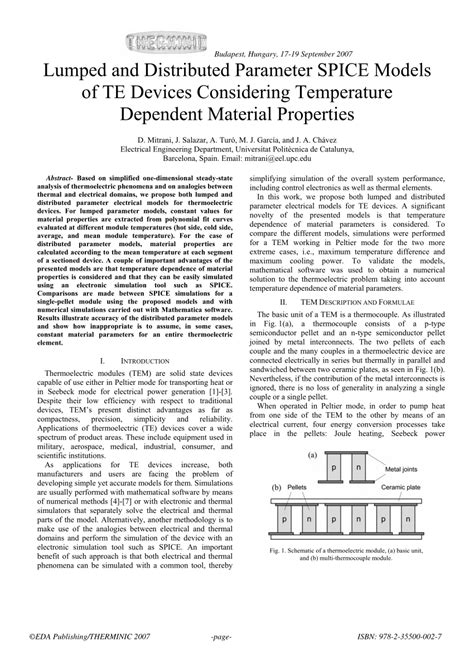 Pdf Lumped And Distributed Parameter Spice Models Of Te Devices