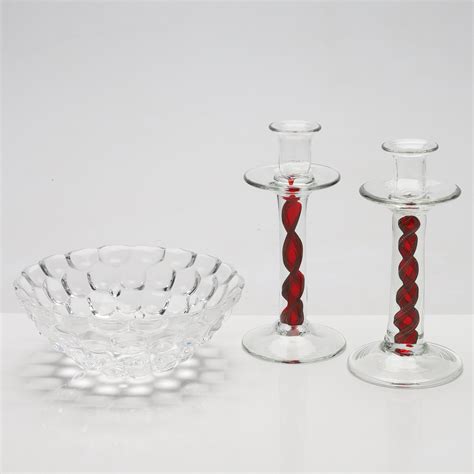 Images For 2289802 CANDLESTICKS And BOWLS 3 Parts Glass Among