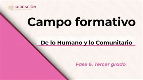 Campo Formativo De Lo Humano Y Lo Comunitario Fase Secundaria