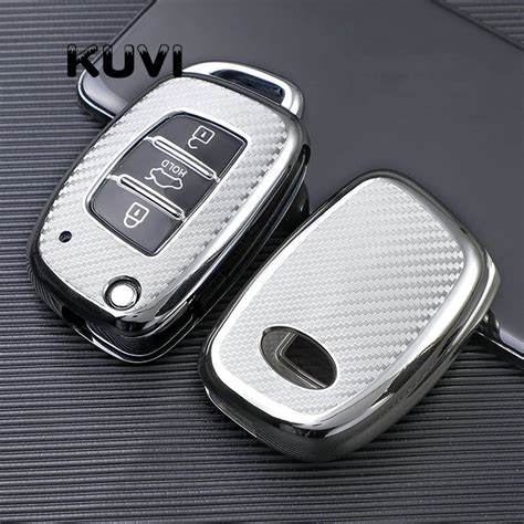 Carbon Fiber Tpu Car Key Cover Case Shell For Hyun Grandado