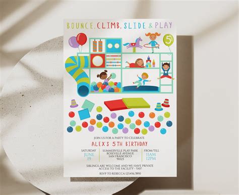 Jungle Gym Birthday Invitation Soft Play Invitation Bounce Invitation ...