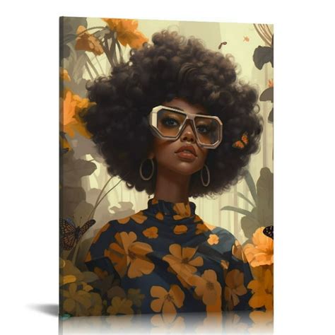 Eastsmooth Framed Abstract African American Black Woman Canvas Wall Art