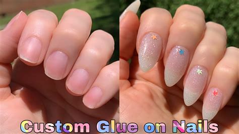 How To Custom Glue On Press On Gel Nails At Home Youtube