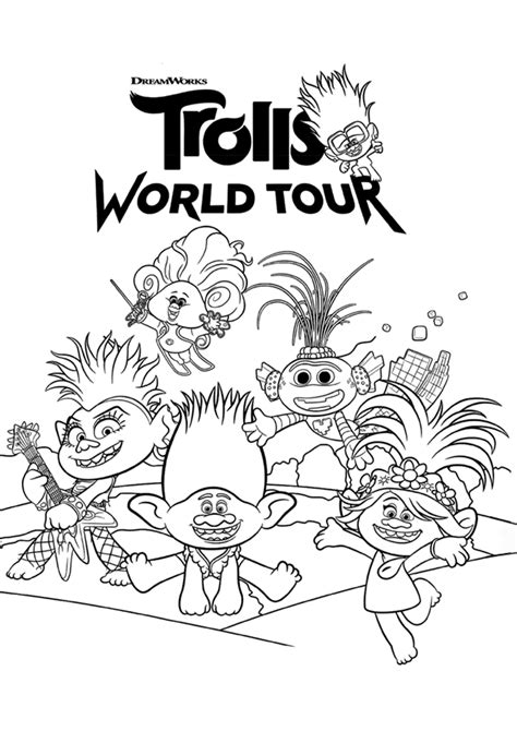 Dibujo para colorear de la película de DreamWorks Animation Trolls