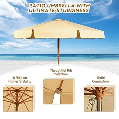 Costway Cm Terras Parasol Buiten Marktparasol Met Handmatige Druk