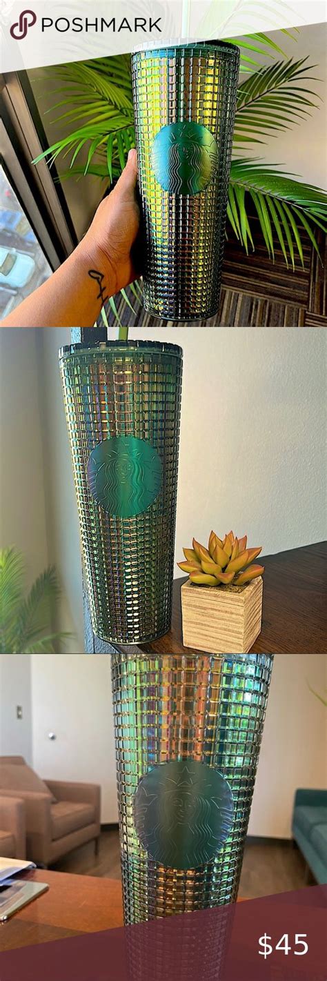 EARLY RELEASE Starbucks Rainforest Green Gold Disco Grid Tumbler Cup