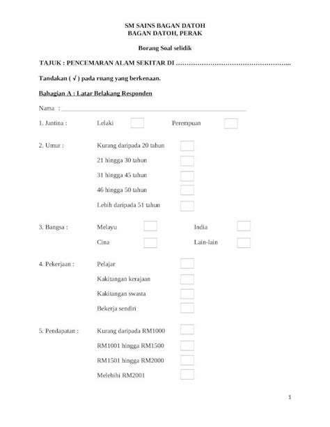 Docx Borang Soal Selidik Dokumen Tips