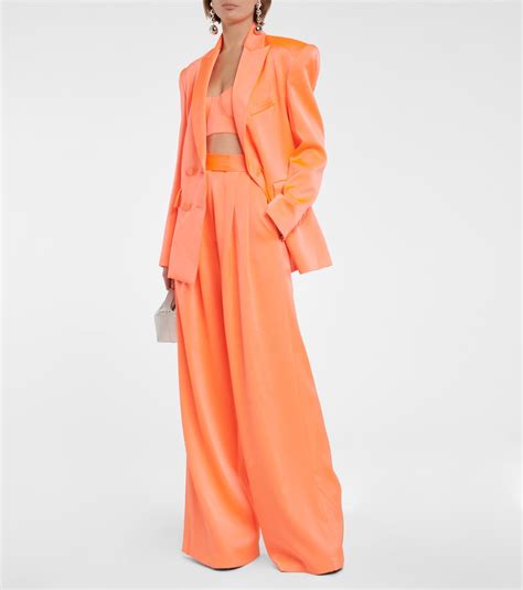 Patton Wide Leg Cr Pe Satin Pants In Orange Alex Perry Mytheresa