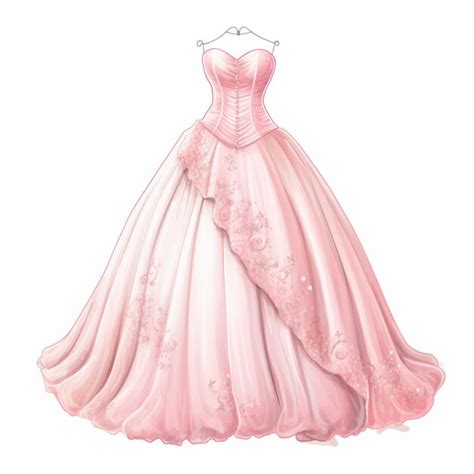 Premium AI Image | A drawing of a pink dress with a flowered skirt ...