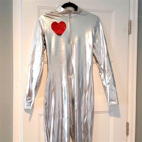 Forplay Pants And Jumpsuits Silver Jumpsuit Removable Heart For Tin