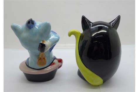 Two Lorna Bailey Cats Yolkie 13cms And Bubbles 125cm Both Signed