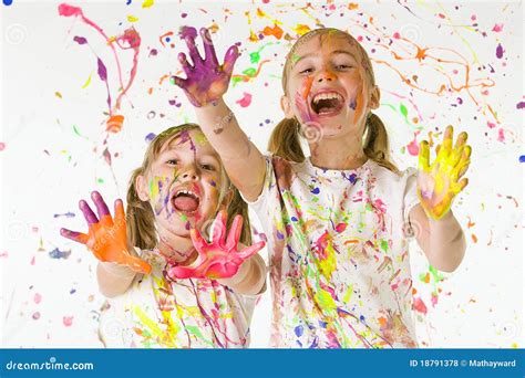 Messy Painted Children Stock Photo Image Of Colors Colorful 18791378