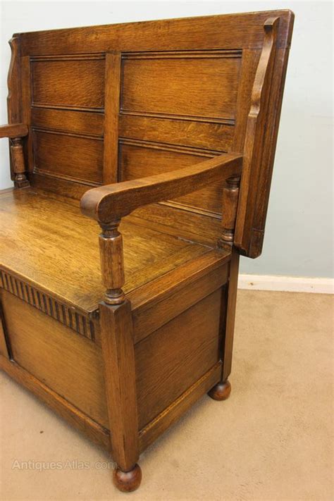 Antique Oak Monks Bench Settle Hall Seat As A Antiques Atlas