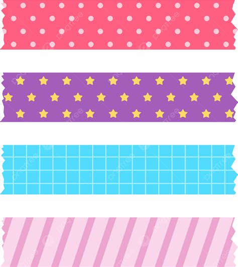 Colección De Diferentes Cintas Washi Planas Vector PNG Cinta Washi