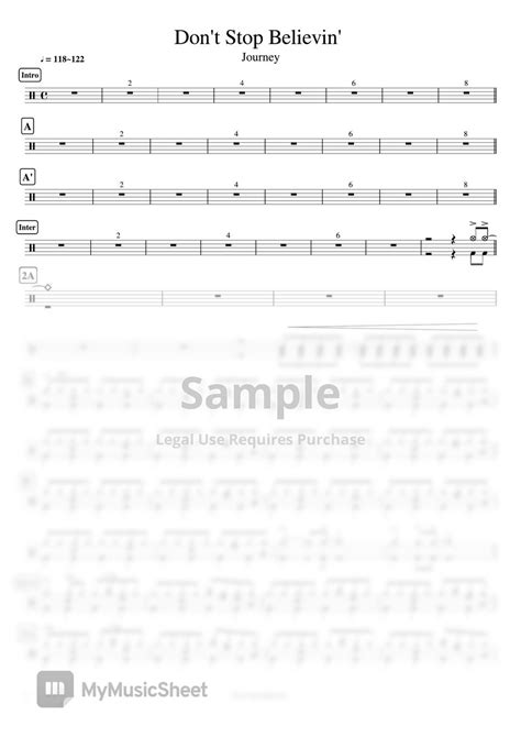 Journey Dont Stop Believin 악보 By Cookais J Pop Drum Sheet Music