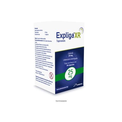 Expliga xr topiramato 25 mg con 30 cápsulas Prixz Farmacia a Domicilio