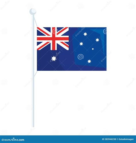 Australian Flag In Pole Stock Vector Illustration Of Land 283946238