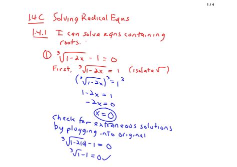 finding solution  radical equations pre calculus lecture handout