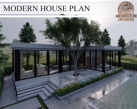 Modern Glass House Plans, 1 Bedroom 1 Bathroom Open Plan, 1670 Sq.ft 35 ...