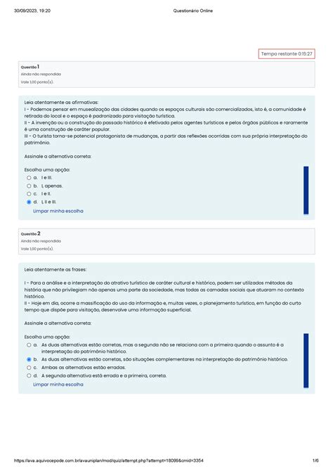 Estudos Disciplinares IX Nota 10 Questão 1 Ainda não respondida Vale