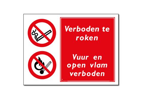 Roken En Open Vlam Verboden Bord Sticker Veiligheidsborden