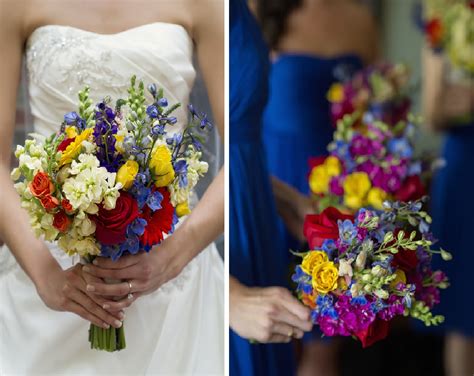 Beautiful Bridal Bouquet And Bridal Party Bouquets Matching Bright And Colorful Hues Of Ye