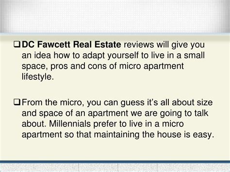 Ppt Dc Fawcett Real Estate Overview On Micro Apartments Powerpoint