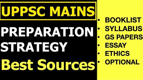 Uppcs Mains Preparation Strategy Uppsc Pcs Mains Exam Booklist