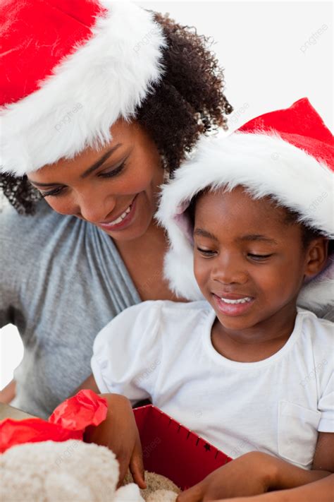 African American Mother And Daughter Unwrapping A Christmas Present, Decoration, Ball, Young PNG ...