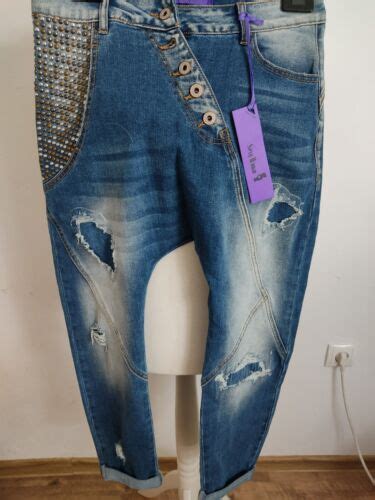 Sexy Woman Stylische Baggy Jeans Mit Nieten Gr S M L Xl Neu Ebay