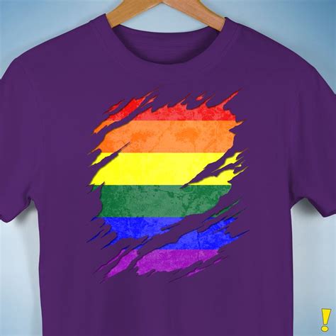 Lgbtq Pride Flag Ripped Reveal Premium Unisex T Shirt Rainbow Flag