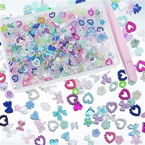 Amazon D Pink White Assorted Bows Flowers Pearls Nail Charms