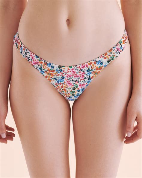 EIDON Bas de bikini sirène Floralscape Imprimé floral blanc Bikini Village