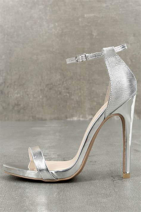 Chic Silver Heels Metallic Heels Ankle Strap Heels Lulus