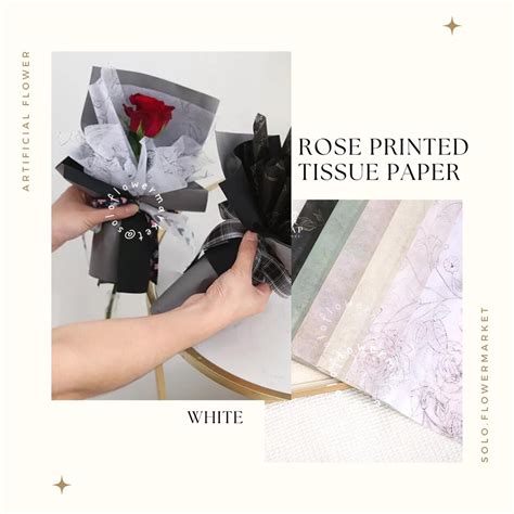 Jual Rose Printed Tissue Paper Flower Wrapping Premium Nonwoven Non