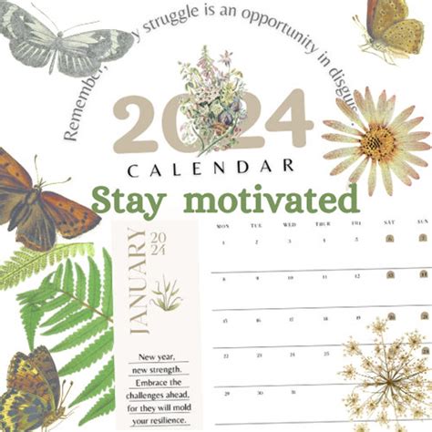 Printable Motivational Calendar 2024 - Etsy