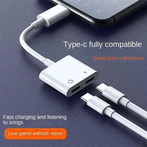 محول صوتي موصل Usb C متوافق مع هاتف ايفون 15 مع مدخل شاحن ومدخل سماعة 3 5ملم 2 في 1 منفذ شحن