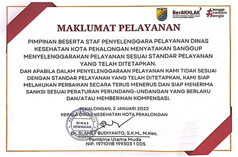 Maklumat Pelayanan Dinas Kesehatan Kota Pekalongan Website Resmi