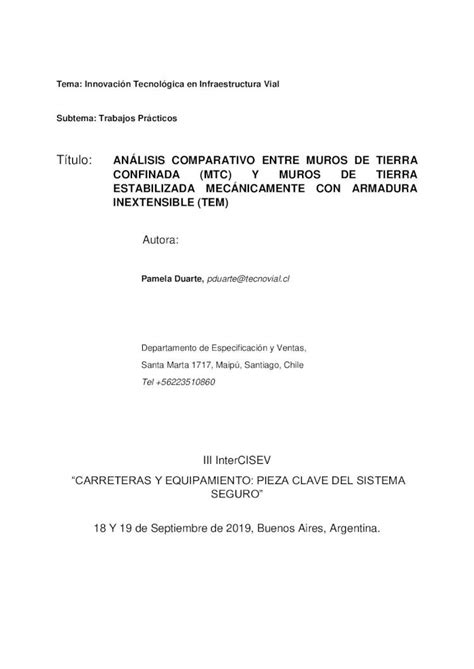 Pdf T Tulo An Lisis Comparativo Entre Muros De Tierra Confinada Mtc