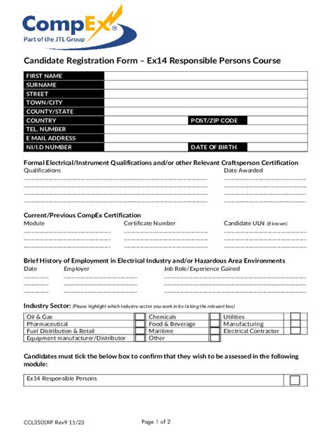 Fillable Online Candidate Registration Form CompEx Fax Email Print