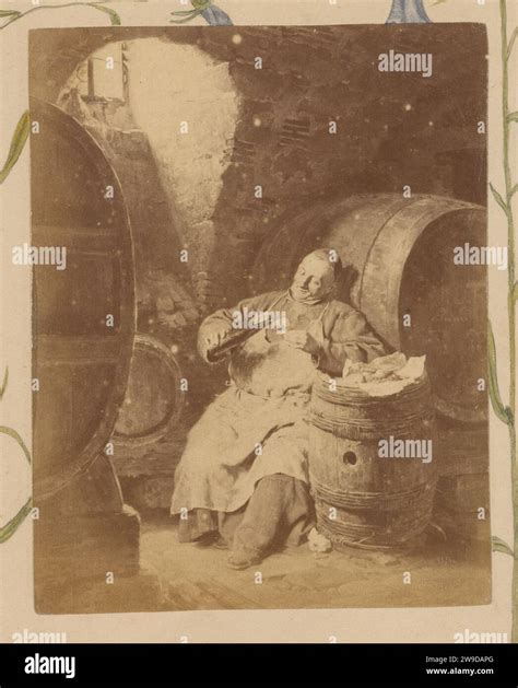 Photo Production Of A Painting With A Monk Drinking Wine At A Wine