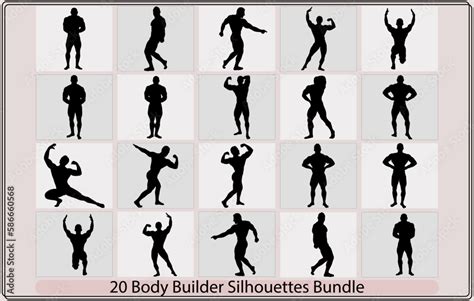 Bodybuilders Vector Silhouettes Posing Men And Womenvector Image With