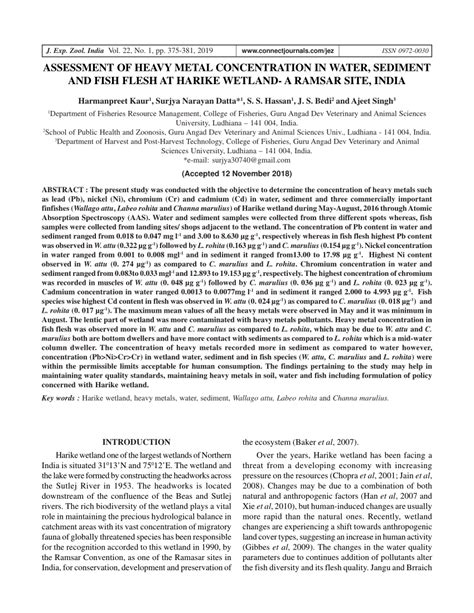 Pdf Assessment Of Heavy Metal Concentration In Water Sediment And