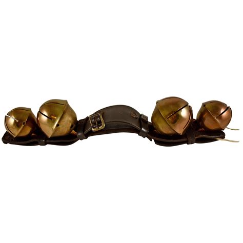 Swedish Style Brass Sleigh Bells Leather Horse Rump Strap Circa 1880s